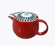 Red and White Ceramic Teapot